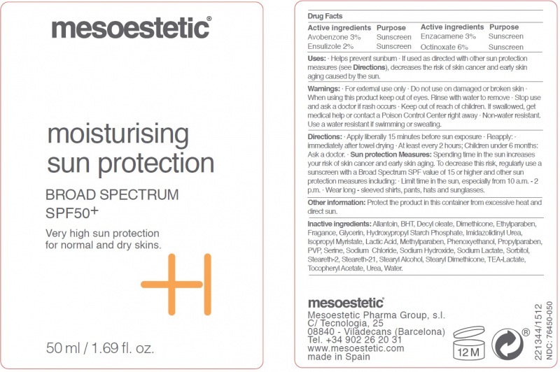 Kem chống nắng dưỡng ẩm và bảo vệ da hoàn hảo Mesoestetic moisturizing sun protection spf 50+ 